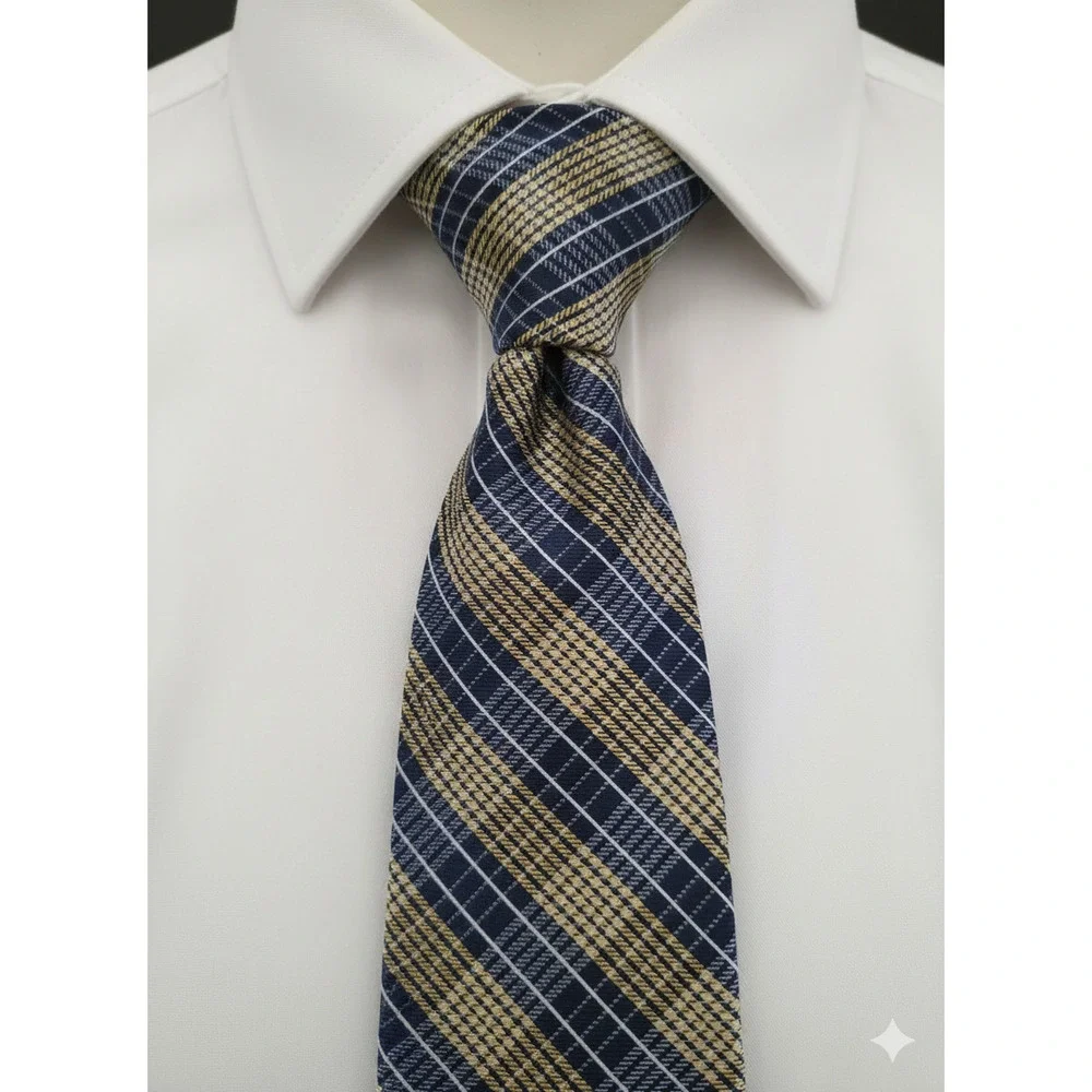 J S Blank Cotswold Collection yellow blue plaid silk tie - 59.5